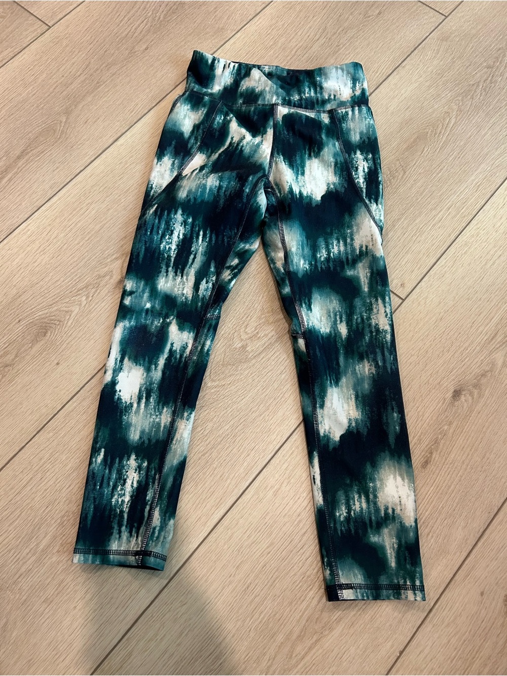 Old Navy Teal & White Splash Print Kids Leggings